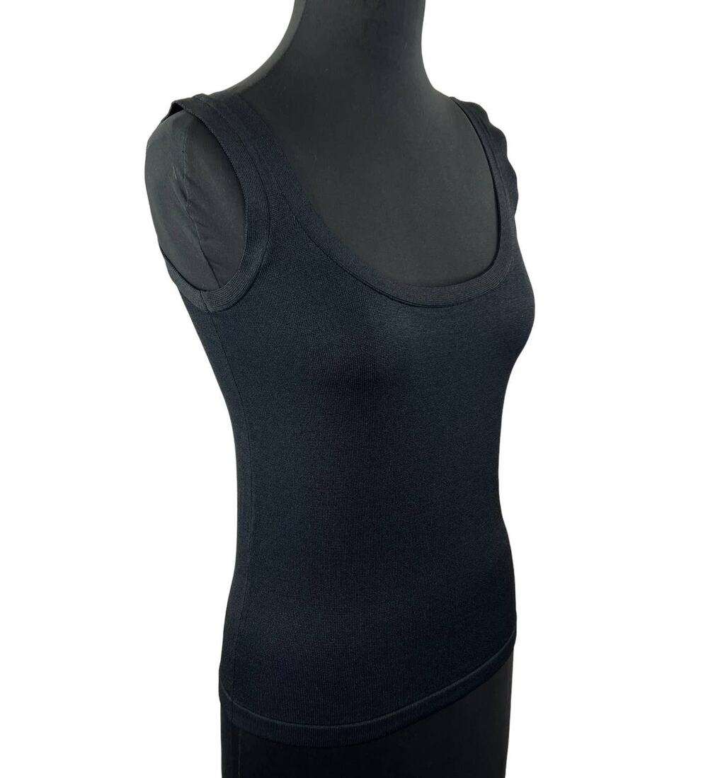 NWT Ellen Tracy Black Knit Scoop Neck Slim-Fit Tank Top Shell Cami Sleeveless S
